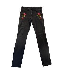 Articles of Society Jeans Black Wash Rose Embroidered Women's Casual Denim